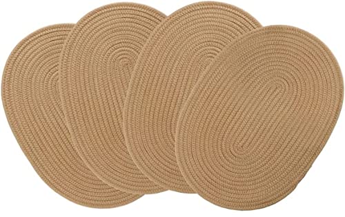 Cloth Woven Placemats | Set of 4 Braided Oval Table Placemats | Heat Resistant | Rustic | Beige Cloth Woven Placemats | Set of 4 Braided Oval Table Placemats | Heat Resistant | Rustic | Beige