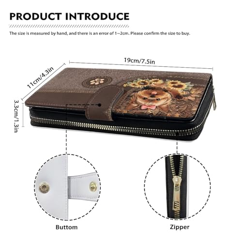 Image of COEQINE Ladies Wallets Pink Leopard Heart Black Printed Leather Phone Long Clutch Purses Check Coin Change Holder
