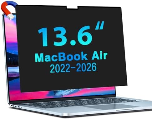 STARY Magnetischer Sichtschutz für MacBook Air 13,6 &13 Zoll 2022-2026 | M2,M3,M4,M5,Abnehmbarer Laptop Blickschutzfilter Shield Anti Blaulicht Blendschutz Blaulichtschutz