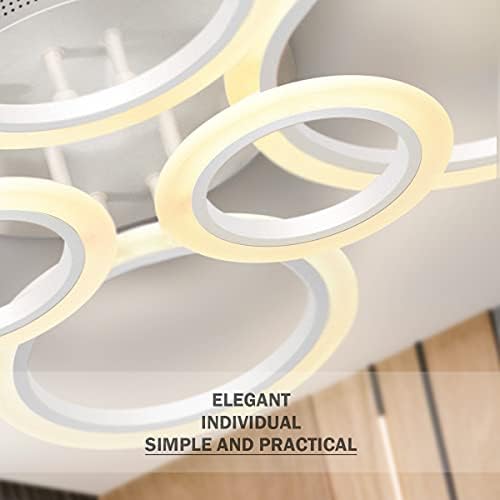 RUYI Modern LED Ceiling Light dimmable Remote Control 6 Ring Ceiling Light 72W 6400LM, Ceiling Light for Living Room, Bedroom, Kitchen, Corridor, Balcony, Dining Room, White, 2800-7000K