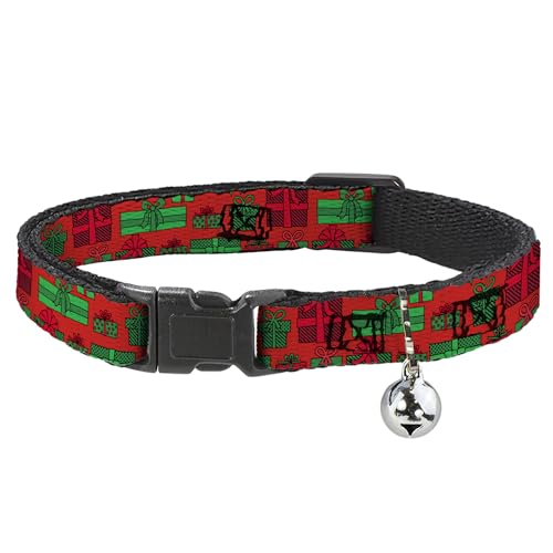 Collar de gato con campana separable Buckle-Down ajustable de nailon verde rojo para mascotas 2