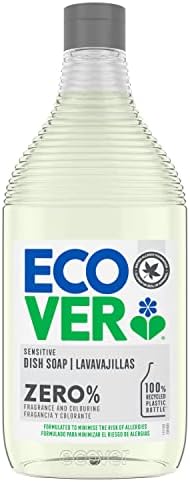  Lava-louças à mão com ingredientes biodegradáveis à base de plantas, contém 0% de fragrância e 0% de corante, hipoalergénico e vegano - 450 ml