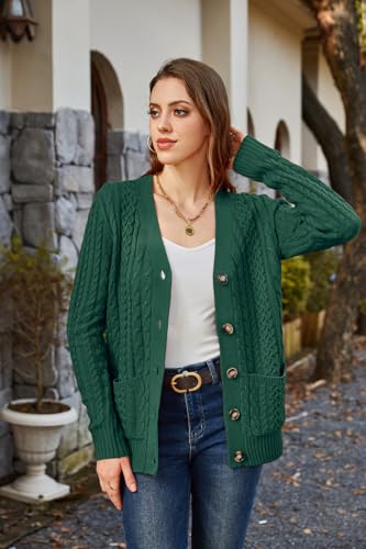 Image of Womens Cardigan Sweaters Cable Knit Sweater 2026 Fall Winter Chunky Open Front Button Down Coats with Pockets