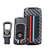 [KUNIO] ヤマハ車種専用 キーケース バイク キーホルダー オートバイ カーボン模様 合金 蛍光 シリコンカバー tpu YAMAHAに対応 XMAX NMAX AEROX 155 NVX QBIX Janus YBS-001BK に適用 傷防止 純正 短いキーチェーン 赤+青