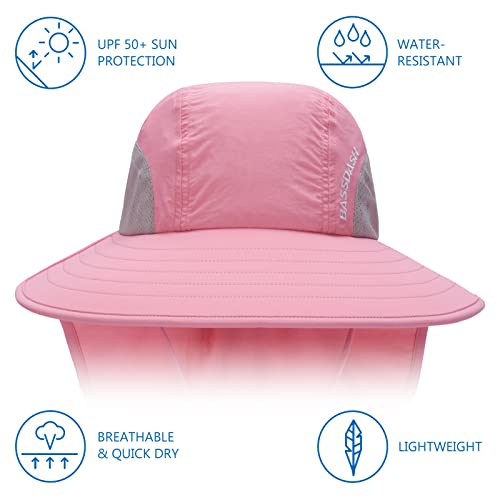 Image of BASSDASH UPF 50+ Unisex Water Resistant Wide Brim Sun Hat with Large Neck Flap Ponytail Fishing Hat for Men Women