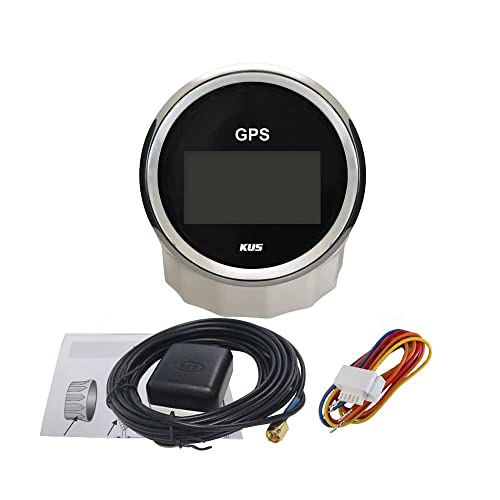 KUS Wasserdichter Geschwindigkeitsmesser, GPS, digital, mit Hintergrundbeleuchtung für Boot, Yacht, 85 mm, 9 – 32 V (schwarz)
