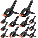 12 Pack Plastic Spring Clamps Set, 3 Sizes of Spring Clips 3.5 Inch, 4.5 Inch, 6 Inch Set, Black Heavy Duty Clips, Backdrop Clips, Woodworking Clamps, Plastic Clamps for Woodworking,Photography