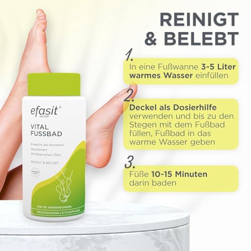 efasit Vital Fußbad, 400g – basischer Hornhaut Badezusatz, für wohlriechende, gepflegte und entspannte Füße, Hornhautweicher, bis zu 30 Anwendungen