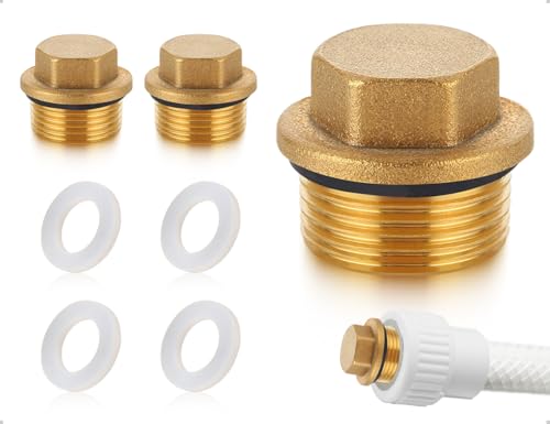 AOYEGIC - AOYEGIC Lot de 2 bouchons en laiton, bouchon d'étanchéité à filetage extérieur 3/4", bouchon fileté, embout de tuyau avec joint, utilisé pour les conduites d'eau