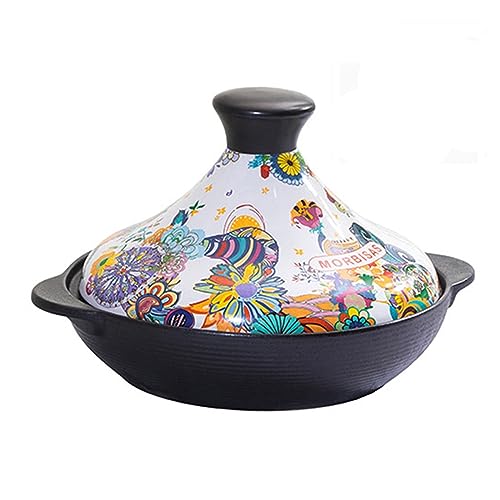 LVYUDS Tajine Terracotta Marocchina, Anti-Aderente Ceramica Casseruola con Conico Coperchio Fare Minestra Pentola Tajine Compatibile con Gas Stufa Grande Regalo per Cucinare