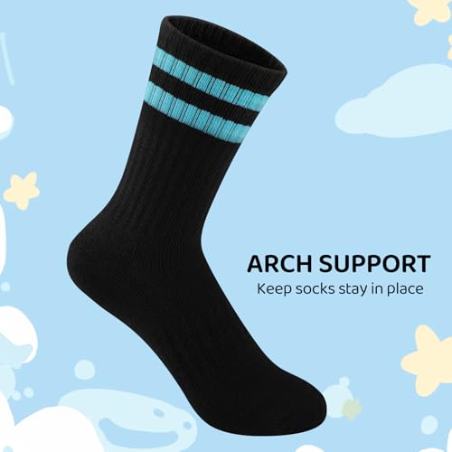 Comfoex 10 Pairs Boys Crew Socks Sports Athletic Long Calf Socks For Kids 4-10 Years Old With Cushioned Sole3