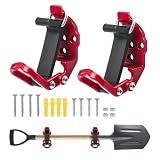 Picture of SIMCFUN 2 Pack Shovel Holder Wall Mount for Truck & Trailer, Adjustable Rubber-Coated Clamp for Shovel, Broom & Rake,Axe (0.6"–1.43"), Tool Holder for Overlanding, Off-Road, Work Truck & Garage,Red