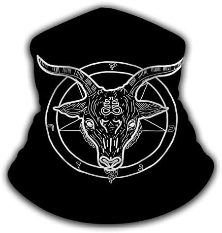 WONDERTIFY Pentagram Demon Neck Warmer Baphomet Satanic Goat Head Symbol Tattoo Men Women Windproof Neck Gaiter Cold Weather Balaclava Ski Tube Scarf White Black
