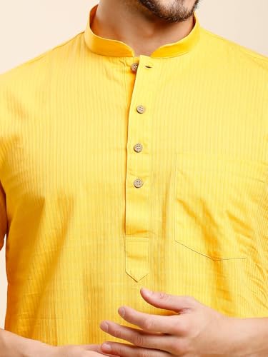 Image of Rajubhai Hargovindas Green Khadi Half Sleeve Kurta