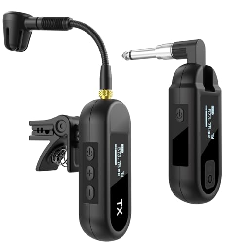 YXG Sistema de micrófono inalámbrico para saxofón UHF, micrófono de instrumento con clip para saxo y...