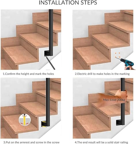 Garde-corps d'escalier extérieur en fer balustrade robuste en U M