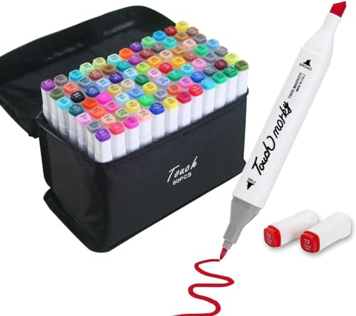 Canetinhas Marcadores para Colorir: Kit Premium com 80 Cores Vibrantes, Ponta Dupla e Estojo Compact