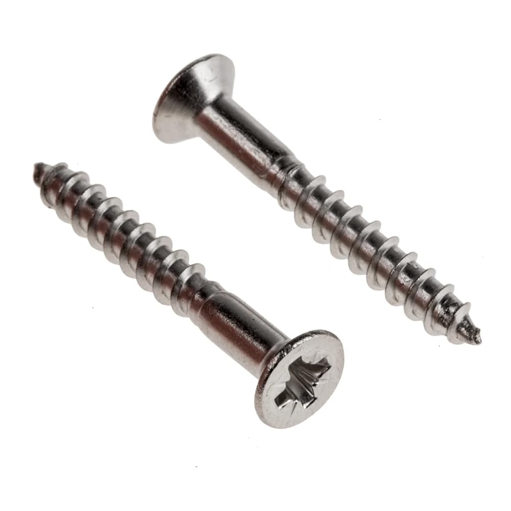 Nuts About Bolts No.8 x 2.1/2" (4mm x 65mm) Pozi Countersunk Wood Screws Rust-Proof A2 Stainless Steel, for Floorboards, Wood Fences, DIY Furniture & Repairs - Pack of 25