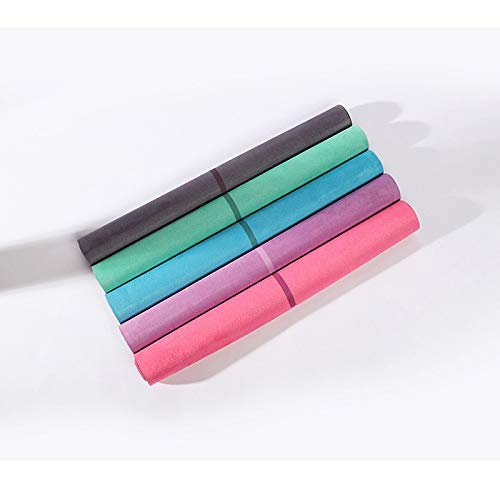 Estera De Yoga183 * 61 Cm con Línea De Posición Esterilla De Yoga Almohadilla De Goma Antideslizante Alfombra De Ejercicio para Gimnasio Pilates para Mujer 1 Mm Insípido Absorbe El Sudor