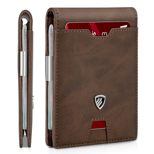 Image of RUNBOX Mens Slim Wallet with Money Clip RFID Blocking Bifold Credit Card Holder for Men with Gift Box