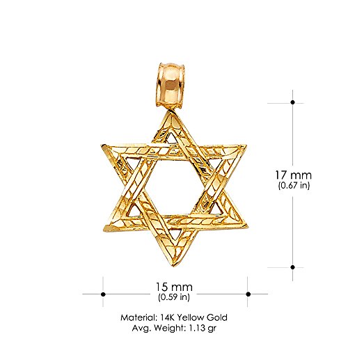 Ioka - 14K Yellow Gold Star of David Charm Tiny Size Jewish Pendant For Necklace or Chain3