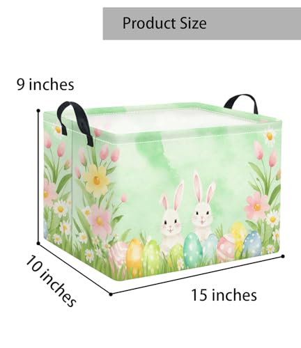 Image of Rectangular Easter Basket for Kids & Baby - Storage Basket & Organizer Shelf - Bunny Easter Decor