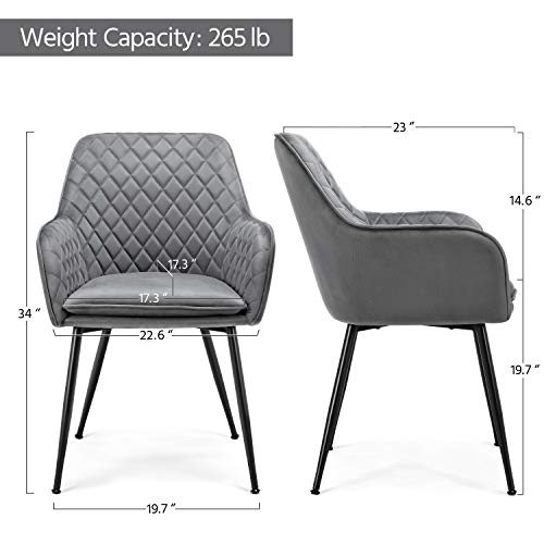 Yaheetech-Dining-Chairs-Velvet-Armchairs-for-Counter-Lounge-Living-Room-Corner-Chair-Steel-Legs-Upholstered-Modern-Tub-Chairs-with-Backrest-Armrest-Gray-6PCS Yaheetech-Dining-Chairs-Velvet-Armchairs-for-Counter-Lounge-Living-Room-Corner-Chair-Steel-Legs-Upholstered-Modern-Tub-Chairs-with-Backrest-Armrest-Gray-6PCS