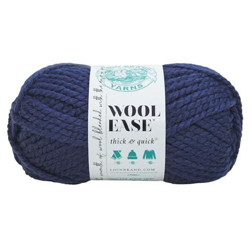 Lion Brand Yarn (1 Skein) Wool-Ease Thick & Quick Bulky Yarn, Navy
