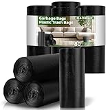 Trash Bags Bulk - 80 Count 4 Gallon Durable Garbage Bags, Small Plastic Trash Can Liners for Bedroom, Kitchen, Bathroom, Home, Shop, Office Can, Large Capacity