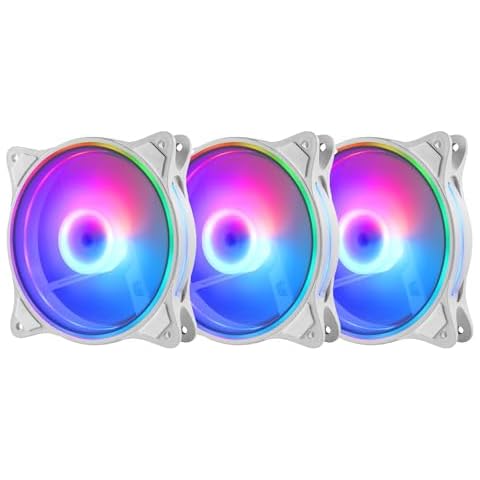 PANO-MOUNTS 120mm White 5V 3PIN Addressable RGB 4Pin PWM PC Case Cooler Fan Triple Light Loop Motherboard Aura SYNC 800-1800RPM Suitable for Computer Case and Liquid radiators 3-Pack Cover