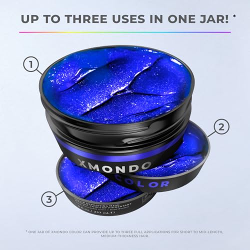 Image of XMONDO Color Super Blue Depositing Mask, Hair Dye, 8 Fl Oz | Semi-Permanent, Infused with Bond Booster & Hyaluronic Acid for Nourishment, Revitalization & Repair, Vegan Formula