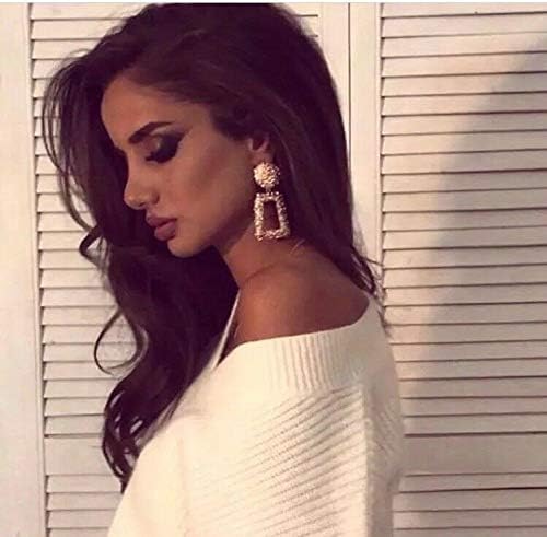 boderier Rasied Statement Earrings Women Vintage Chunky Metal Textured Geometric Square Drop Door Knocker Earrings Set