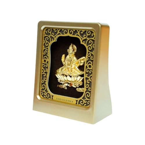 Saraswati Maa plateau de table doré d'une finition artisanale
