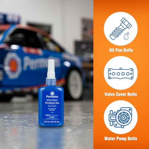 Image of Permatex 24283 Medium Strength Threadlocker Blue, 90 ml, Automotive Threadlocker For Preventing Bolts From Loosening And Corrosion, Removable With Hand Tools