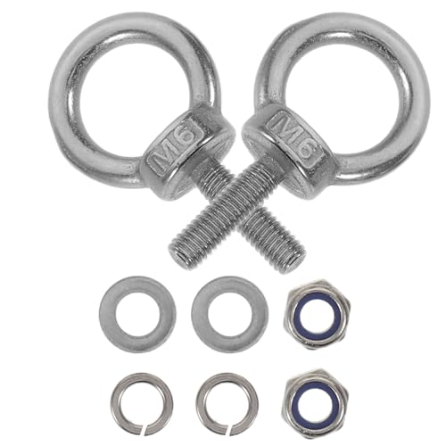 FIXOSHEE Bulloni ad Occhiello in Acciaio Inox M10X60 con Dadi e Rondelle Antivibrazione Set 2 Pezzi per Sollevamento e Ancoraggio su Calcestruzzo Viti a Gancio Chiuso per Montaggi