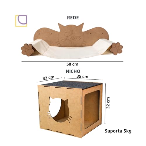 Playground para Gatos Kits 16 peças Com Nicho Rede Descanso Brinquedo de Gato Ponte Degraus Pratelei