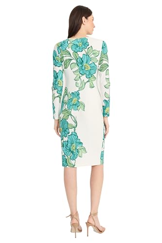 Image of Maggy London Womens Long Sleeve Floral Printed SheathCocktail Dress