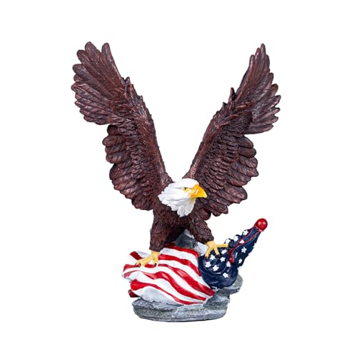 Estatua decorativa de águila calva con bandera de EE.UU.