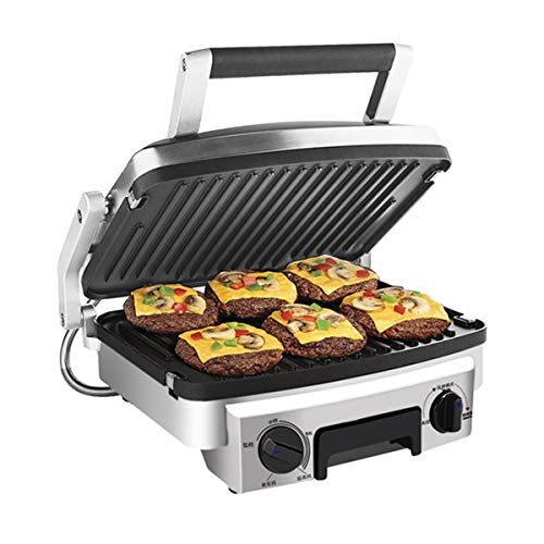 ZAHNG Hamilton Beach 3-en-1 Interior y Grill Plancha eléctrica Combo y Tocino para cocinas, Abre 180 Grados para cocinar Doble Espacio, removible Antiadherente Grids,Blanco