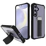 Scooch for Samsung Galaxy S24 Case with Stand [Wingman] 5-in-1 Kickstand Case, 10-Foot Military Grade Drop Protection, Pop-Out Kickstand, Phone Grip, Car Mount, Tuxedo Clear
