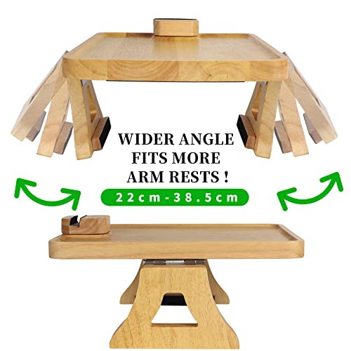 Tisement Couch Tray For Wide Sofa, 11.8’’ × 8.7’’ Clip On Sofa Arm Tray With 360° Rotating Bracket,Foldable Couch Arm Table For Widening Space, Wooden Couch Cup Holder For Drinks/Snacks/Fruits #TOP2