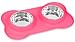 Internet's Best Bone Dog Bowl Set | Double Stainless Steel Pet Food Water Bowls | No Spill Silicone Stand | Small Pets | Pink