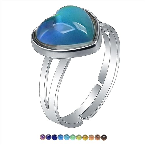 Vaveren Anel que muda de cor, anel de dedo ajustável decoração de dedo, anel aberto simples, único e