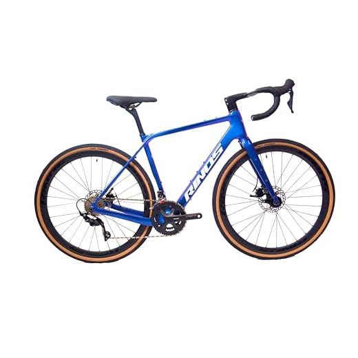 Rinos Sandman 3 Bicicleta Gravel de Carbono | 105, 22 Velocidades | Cuadro TORAY T800 | Solo 9.8 kg | Frenos de Disco (Azul Metalizado, M (53cm))