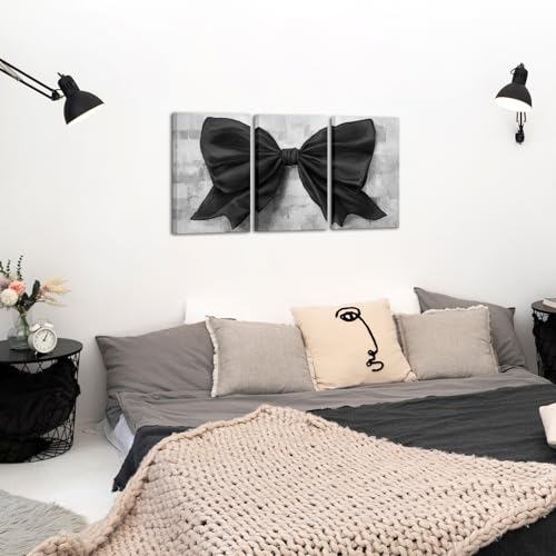 HOMEOART Large Bow Decor Painting Bow Picture Prints, 24x48inch Bathroom Decor Bedroom Wall Decor Framed (Black) by HOMEOART - Used condition - Image 2