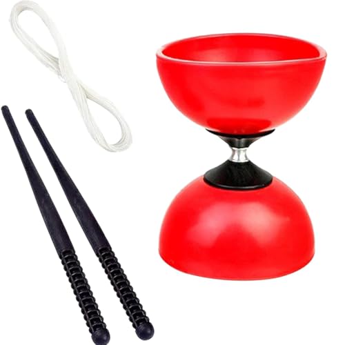 EYVRPAU diábolo de tres rodamientos, diábolo, juego al aire libre para niños con palo de plástico, cuerda, yo-yo, malabares, juguete giratorio para fitness