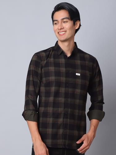 Image of Majestic Man Men Comfort Slim Fit Checked Cotton Casual Shirt