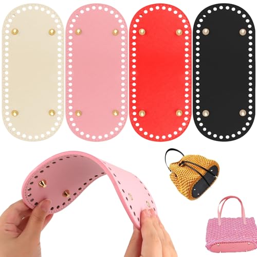 4 Piezas Base para Bolsos Crochet, Crochet Bolsa Inferior, Cojín Parte Inferior Bolso con Agujeros para Ganchillo Tejer Hombro Accesorios Bricolaje (22x10cm)