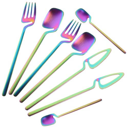UKCOCO Set de Couverts Fonction Suspendue et Compatible Lave-vaisselle 8 Pièces en Acier Inoxydable pour Usage et Restaurant