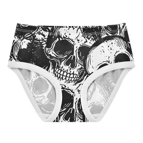 Black Skulls White Girl Panties Cute Girls Underwear Toddler Cotton Colorful Kids Undies Briefs 2t